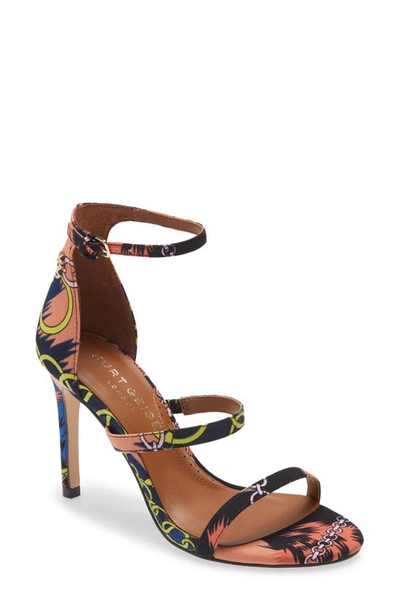 Kurt Geiger Park Lane Strappy Stiletto Sandal In Blue Print Fabric