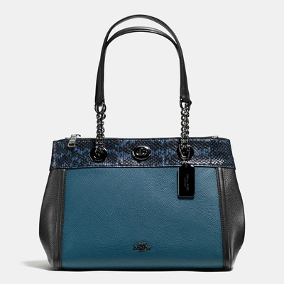 Coach Turnlock Edie Carryall In Colorblock Polished Pebble Leather With ...