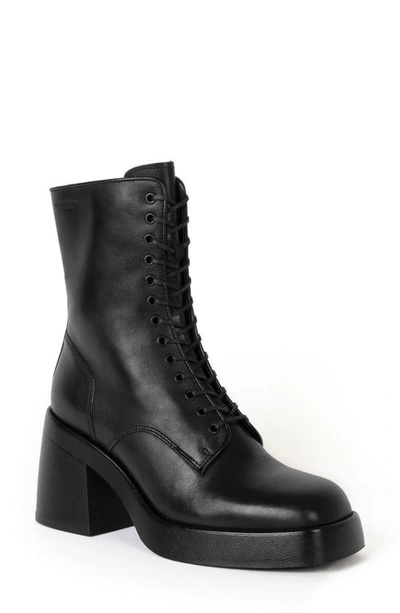 Vagabond Shoemakers Brooke Combat Boot In Black Leather