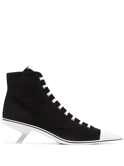 Prada Synthesis Heeled High-top Sneakers In Nero