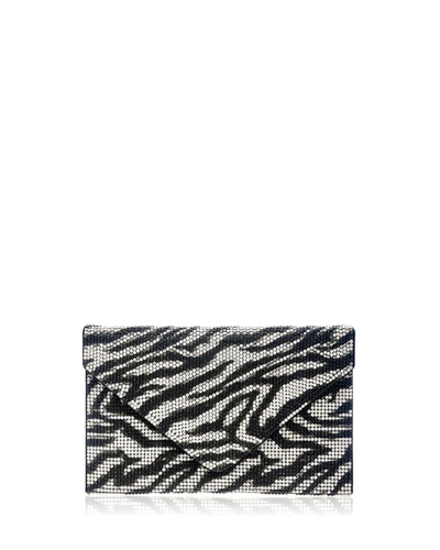 Judith Leiber Couture Zebra Stripe Crystal Envelope Clutch In Silver Black Rhin