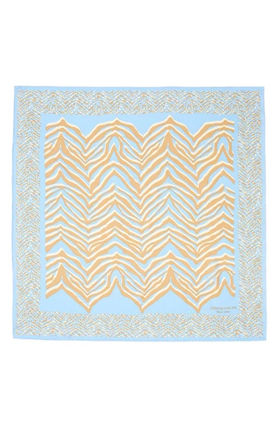 Lafayette 148 Zebra Print Silk Twill Scarf In Fresh Blue Multi