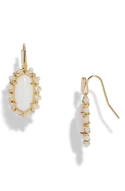Kendra Scott Lee White Mussel Oval Drop Earrings In Gold White Mussel