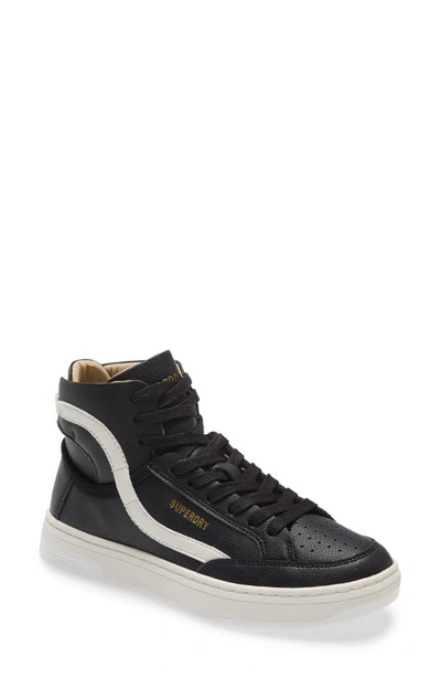 Superdry Basket High Top Sneaker In Black/ White
