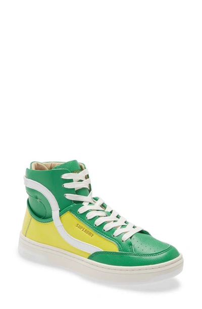 Superdry Basket High Top Sneaker In Fluro Yellow/ Lime