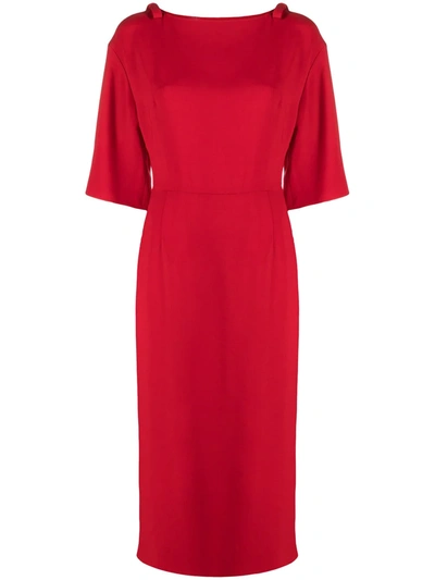 Valentino Bow-embellished Shift Dress In Red
