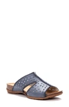 Propét Fionna Womens Leather Perforated Footbed Sandals In Blue