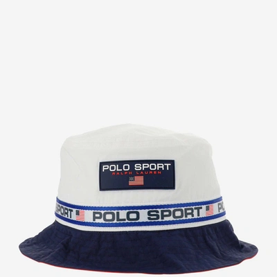 Polo Ralph Lauren Polo Sport Nylon Bucket Hat In Pure White/nautical Navy