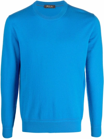 Loro Piana Men's Castlebay Crewneck Cashmere Sweater In Blue