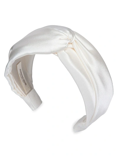 Jennifer Behr Twist Crepe-back Satin Headband In Cream