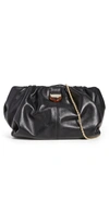 Loeffler Randall Analeigh Small Gathered Leather Clutch In Black