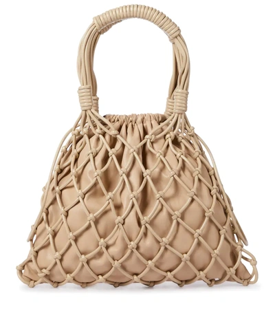 Nanushka Naiya Net Faux-leather Top-handle Bag In Butter