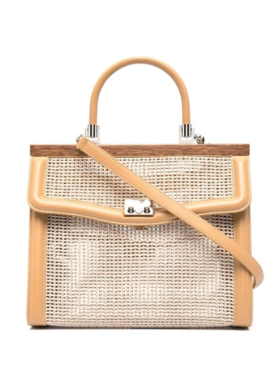Rodo Two-tone Panelled Tote Bag In Neutrals