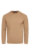 Theory Men's Bilen Latham Crewneck Sweater W/ Ribbing In Sepia