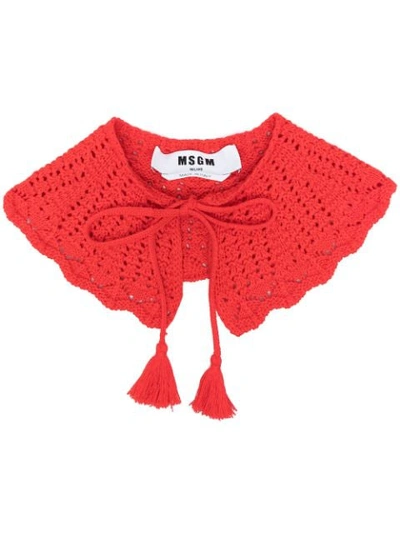 Msgm Tassel Knitted Collar In Red