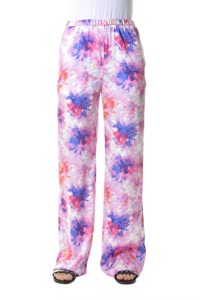 Msgm Multicolor Floral Pattern Full-cut Trousers In Pink