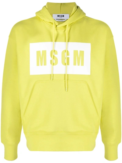 Msgm Logo-print Hoodie In Yellow