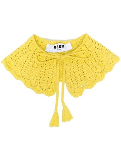 Msgm Crochet Cotton Collar In Yellow