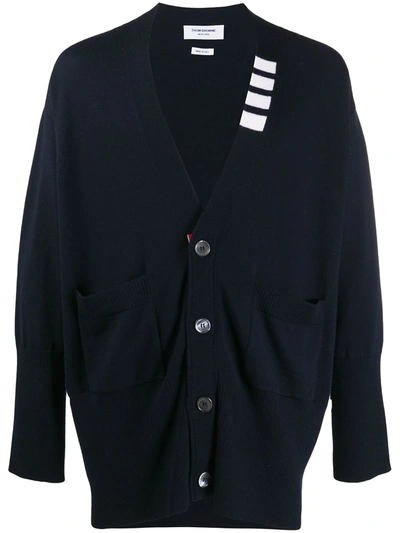 Thom Browne 4-bar Striped Oversized Cardigan In Navy