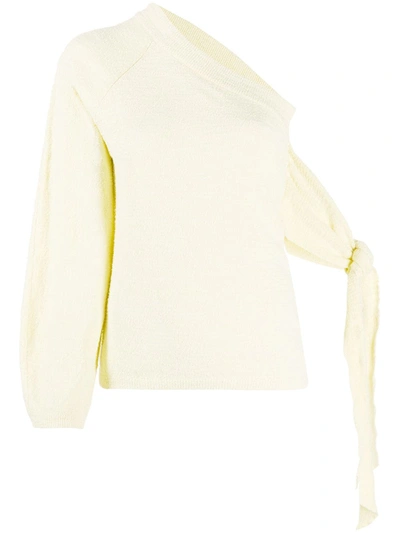 Nanushka Women's Cleto Cotton-blend Terry One-shoulder Sweater In Yellow
