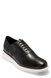 Cole Haan 2.zerogrand Wingtip Oxford In Black Leather/ Optic White