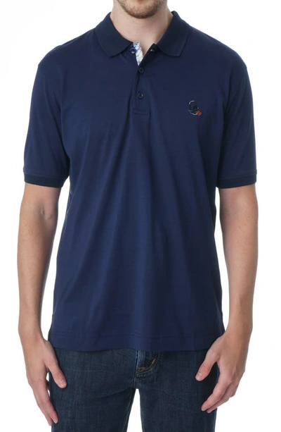 Robert Graham Men's Archie Polo Shirt Contrast Detail In Navy