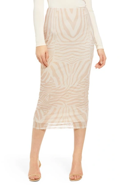 Afrm Felix Power Mesh Skirt In Nude Placement Zebra