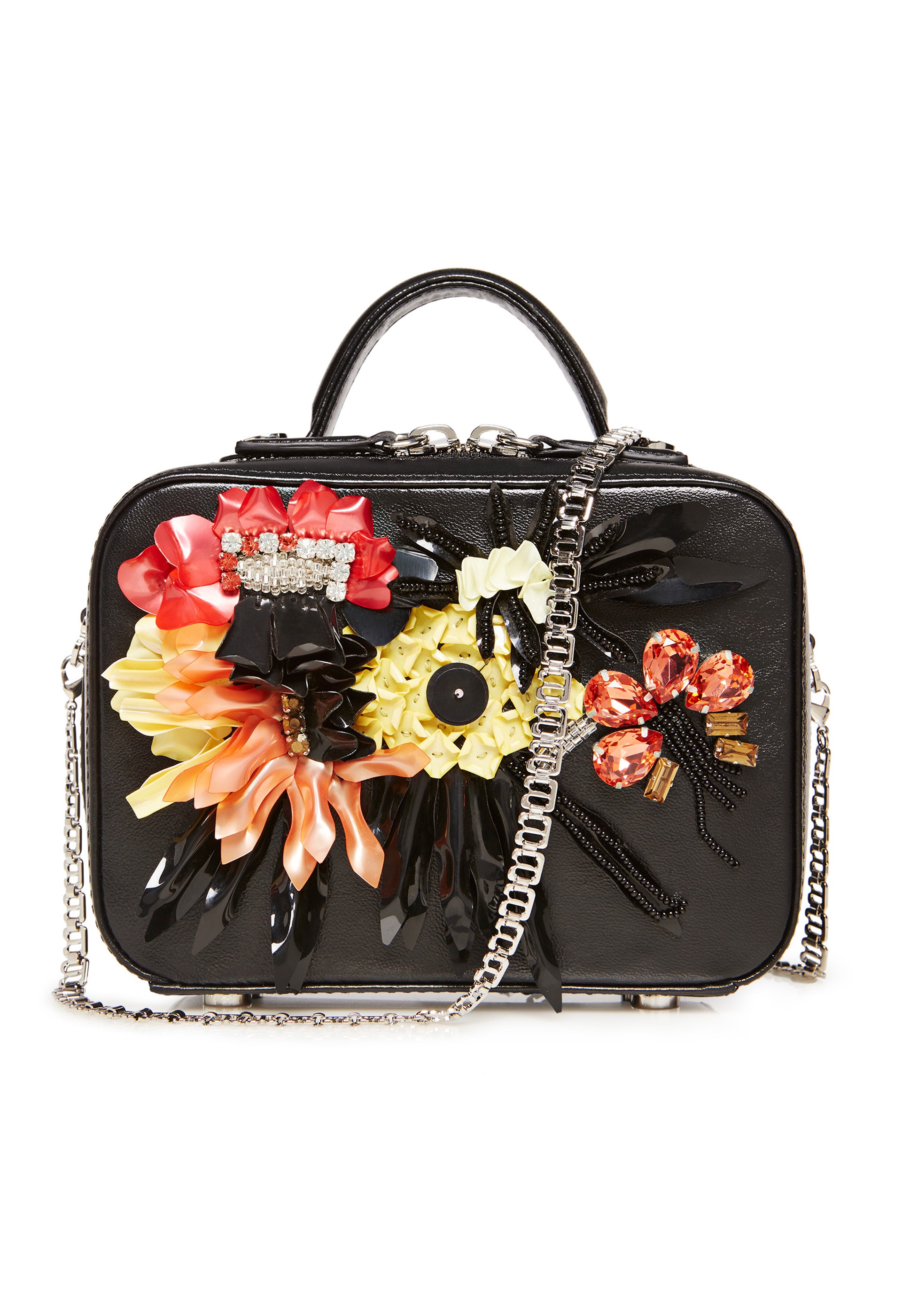 La Perla Bags Colourful Flowers Leather Box Clutch - Black | ModeSens