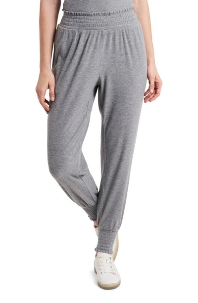 1.state Smocked Joggers In Medium Heather Grey