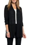 Nic + Zoe Open Front Linen Blend Long Cardigan In Black Onyx