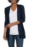 Nic + Zoe Open Front Linen Blend Long Cardigan In Dark Indigo