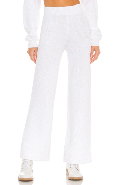 Adam Selman Sport Sequin Rib Lounge Pant In White