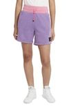 Jordan Flight Women's Fleece Shorts In Purple/pink