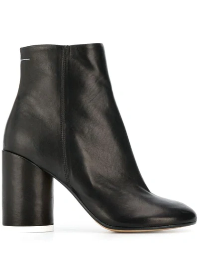 Mm6 Maison Margiela Black Leather Ankle Boots