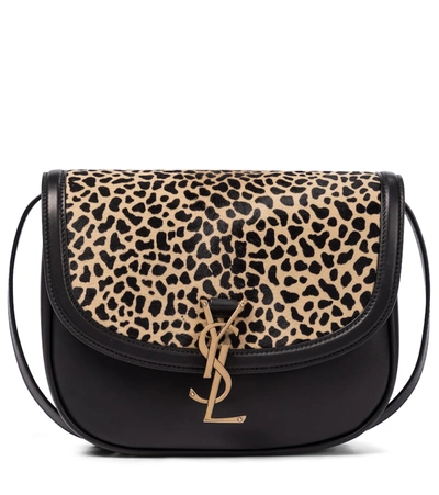 Saint Laurent Kaia Leopard Print Genuine Calf Hair & Leather Shoulder Bag In Natural