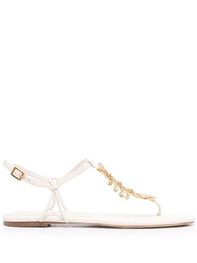 Tory Burch Capri Fish-embellished Leather Thong Sandals In New Ivory
