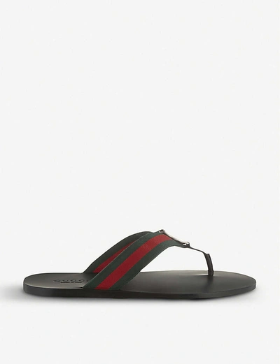 Gucci Mens Black Web-print Flip-flops In Black