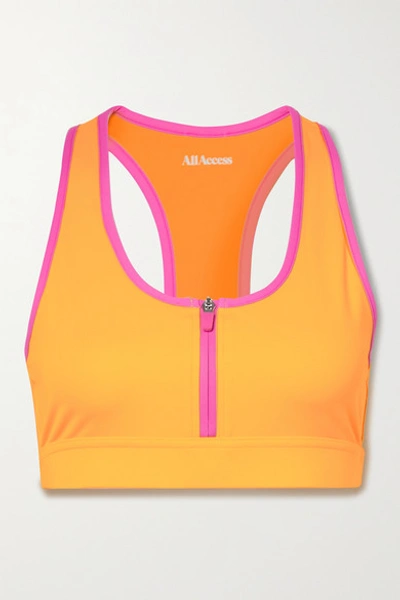 All Access Front Row Stretch Sports Bra In Marigold