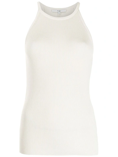 Tibi Ribbed Cotton And Modal-blend Tank In White