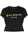 Balmain Cropped Short Sleeve T-shirt In Black