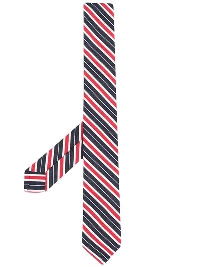 Thom Browne Silk-blend Striped Jacquard Tie In 黑色
