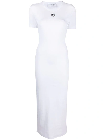 Marine Serre Crescent Moon-embroidery Maxi Dress In White