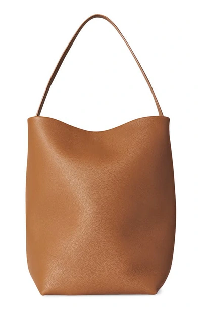The Row Park North/south Leather Tote In Caramel