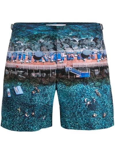 Orlebar Brown Bulldog Portofino Paradiso-print Swim Shorts In Blau