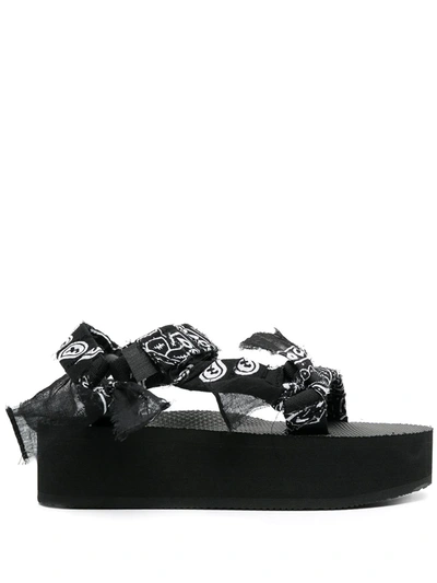 Arizona Love Trekk Paisley-print Flatform Sandals In Black