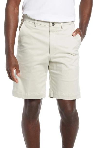 Vintage Classic Flat Front Chino Shorts In Stone