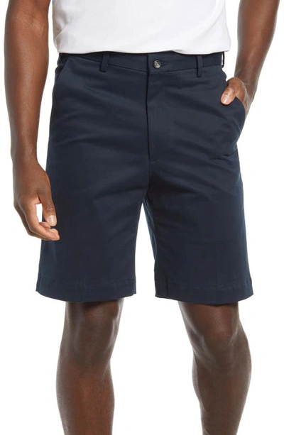 Vintage Classic Flat Front Chino Shorts In Navy