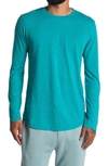 Goodlife Tri-blend Long Sleeve Scallop Crew T-shirt In Enamel Blue