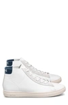 Clae Bradley Mid Sneaker In White Leather Ensign Blue