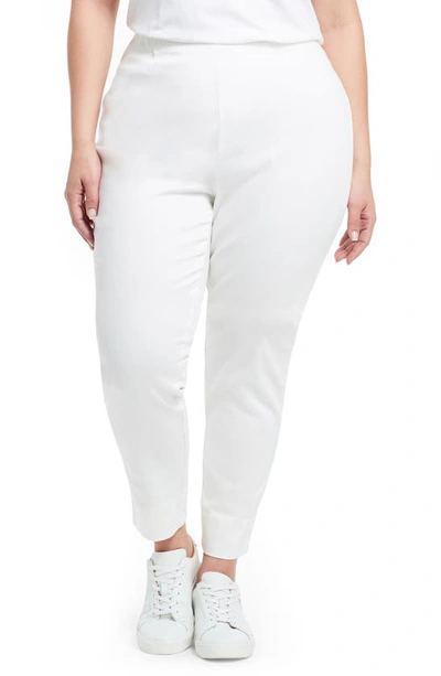 Nic + Zoe Plus Size Garment-dyed Denim Pull-on Pants In Paper White